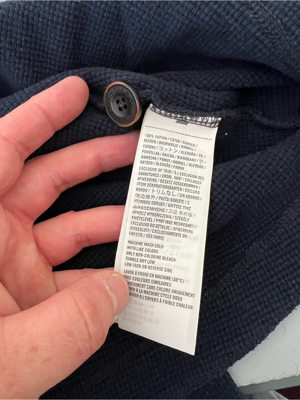 Abercrombie & Fitch Men's Dark Navy Waffle Henley Long Sleeve - Picture 5 of 5
